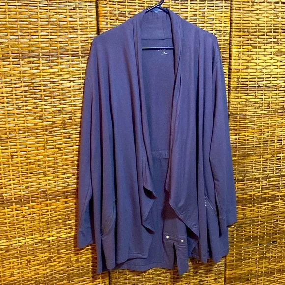 EUC Soft surroundings purple waterfall jacket sweater zipper details XL - Picture 1 of 7